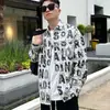 Camisa de Manga Larga Estampada Nuevo Diseño Otoño Estilo Japonés Retro Tendencia Estampado Letra Desgastada Sensación Camisa Casual Completa