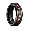 Comercio Electrónico Transfronterizo Incrustado con Foil Rojo Incrustado con Borde Biselado, Superficie Amplia 8mm Negro Unisex Acero de Tungsteno Envío Directo