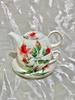Tetera de cerámica simple con forma de flor, taza y platillo, para el hogar, estilo Ins, con degradado de flores, juego de té negro para la tarde