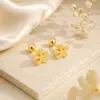 Brincos de aço titânio em formato de coração para mulheres, não desbotam, ear cuffs de alta qualidade e elegantes, design de rosca para evitar perdas, brincos de pérola redonda fosca