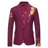 Comércio Exterior Transfronteiriço 2026 Nova Amazon Masculino Paisley Estampado Dourado Masculino Casamento Casual Slim-Fit Terno