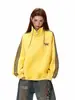 Sudadera con capucha retro americana de cuello alto y media cremallera para hombre y mujer, peso pesado 300G, estilo deportivo, ropa de pareja, top holgado con tres rayas