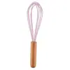 Batidor de Huevos de Silicona con Mango de Madera en Stock de Fábrica, Batidor de Crema de Silicona Antiadherente, Herramienta para Mezclar Huevos y Harina para Hornear