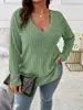 Suministro exclusivo transfronterizo de estilos populares de otoño/invierno: Camisetas de punto cepillado con cuello en V de talla grande europeas y americanas, tops holgados y casuales, suministro de exportación
