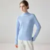Suéter de Punto para Mujer Otoño/Invierno 100% Cachemira con Cuello Semi Alto y Diseño Jacquard Hueco, Suave y Agradable para la Piel, Corte Entallado, Suéter de Punto Simple de Manga Larga