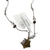 Collar de Cuerda Trenzada con Colgante de Estrella Estilo Maillard Retro Diseño Único de Nicho Cadena para Suéter Cadena para Clavícula Nueva de Otoño e Invierno