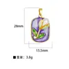 Pingente para Mulheres Estilo Pintura a Óleo Jardim de Monet Pingente Redondo de Flor para Mulheres Moda Elegante Simples Corrente para Clavícula Pingente Atacado