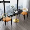 Mesa Redonda Pequeña de Piedra Sinterizada Simple Nórdica Mesa de Café para Negociaciones en Oficina Mesa y Sillas Mesa y Sillas de Ocio para Té con Leche Mesa de Café de Piedra Sinterizada