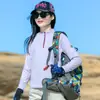 Roupa Outdoor de Secagem Rápida Feminina Tops de Manga Comprida Esportivos Absorventes de Suor Elásticos Respiráveis Slim Corrida Caminhada Proteção Solar Camiseta de Secagem Rápida