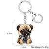 Pingente Criativo de Pug em Acrílico Decoração de Carro Pingente Plano Pingente Chaveiro de Mala Acessórios para Bolsa