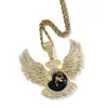 Hip-Hop Retro Lindo Más Vendido Personalizado DIY Memoria Alas de Ángel Colgante Redondo para Foto Collar Hip-Hop Europeo y Americano Venta al por Mayor