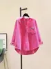 Camisa de Pana de Manga Larga para Mujer Nueva Moda Primavera y Otoño 2026 Aspecto Adelgazante Suelta de Longitud Media Chaqueta Cardigan Camisa