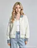 Jaqueta suéter feminina estilo americano, zíper simples, color block, gola reversível, modelagem solta, novo top cardigã de tricô de outono para mulheres