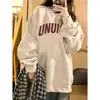Ropa nueva para mujer Otoño 2026, sudadera blanca oversize con forro de polar, estilo casual, versión coreana, top holgado, marca de moda para mujer