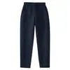 Calça de Moletom Azul Escuro Infantil Outono e Inverno Forrada com Fleece Espessada Azul Marinho Calça de Uniforme Escolar Meninos e Meninas Calça Longa Solta