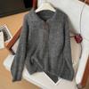 Suéter Grueso de Punto Grueso con Cuello Polo y Cordones de Encaje de Alto Gama Estilo Coreano Retro para Mujer Otoño e Invierno 2025 Top Holgado de Punto Relajado