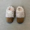 Zapatos de lana esponjosos Birkenstock para mujer, otoño e invierno, con forro polar añadido para abrigar, aumento de altura oculto, pantuflas de punta cerrada, slip-ons de punta redonda, zapatos de algodón