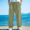 2025 Nuevos Pantalones Sueltos de Otoño para Hombre Pantalones Casuales Cordón Frontal Bolsillos Pierna Recta Cuadros Suave Playa