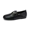 Wei Wei Girl 780-6 Altura Interna Bico Redondo Mocassins Slip-on Solado Grosso Couro Macio Sapatos Femininos Planos Sapatos Individuais