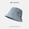 Sombrero de Pescador Retro Lavado de Algodón Estilo Coreano con Ala Ancha, Simple y Casual para Primavera y Verano, Sombrero Tipo Cubo Versátil para Cubrir el Rostro para Hombres y Mujeres