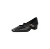 Sapatos Mary Jane Macios, Resistentes a Odores, Vazados, Respiráveis, de Couro Bovino, Coleção Primavera 2026, Salto Médio Bloco, Bico Quadrado, Couro Genuíno, Fivela com Tira Única, Sapatos Femininos