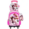 Nueva Lindo Carrito Escolar para Estudiantes de Primaria Grados 3~6 Set de Tres Piezas de Dibujos Animados Mochila Escolar de Dos Ruedas Seis Ruedas para Niños Lista para la Venta