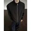 Jaqueta cinza de alta qualidade com gola alta para homens, novo estilo Harajuku, jaqueta curta patchwork, jaqueta de baseball americana