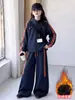Conjunto Informal de Invierno para Niña Grande con Felpa Casual Ropa Infantil Niños Niñas Top de Cuello Alto Pantalones Casuales Ropa Deportiva Conjunto de Dos Piezas