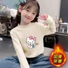 Camiseta Base Grossa Forrada com Fleece para Meninas 2025 Nova Roupa de Inverno Infantil para Meninas Mais Velhas, Blusa Quente para o Inverno