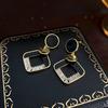 Pendientes de Encaje de Zirconia Perla Aguja Plateada Estilo Francés de Lujo Ligero Pendientes Pequeños de Moda Chanel Pendientes Versátiles de Gama Alta para Celebridades de Internet