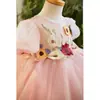 Vestido Verde para o Primeiro Aniversário de Menina, Vestido Puff Estilo Floresta para Apresentação de Palco Infantil, Vestido de Verão de Alta Qualidade para Daminha