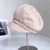 Gorra Octagonal de Lentejuelas Vintage de Color Sólido para Mujer, Versátil para Otoño e Invierno, Gorra de Boina de Moda, Gorra de Pato Cálida y Resistente al Frío