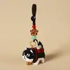 Llavero Colgante Tallado en Madera Hecho a Mano Perro Chai Cachorro Colgante para Bolso Anillo Cadena Sentido Avanzado Regalo