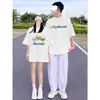 Camisetas Especiais Combinando para Casais 100% Algodão Penteado Nova Coleção Verão 2026 Manga Curta Super Popular Blusa Solta para Mulheres