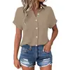 Nueva camisa versátil de color liso con cuello POLO, estilo europeo y americano transfronterizo, top casual y simple de manga corta más vendido en AliExpress
