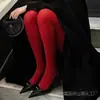Meia-calça vermelha feminina retrô veludo outono e inverno base meias uso interno uso externo slim look blogueira meia-calça vermelha justa plástico