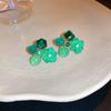 Aretes de Perlas Flor Mariposa Verde Aguja de Plata Aretes Pequeños Frescos de Alta Gama Moda de Verano Nuevos Aretes para Mujer
