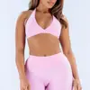 Suporta personalização OEM/ODM de sutiãs com amarração no pescoço e nas costas, sutiãs esportivos com costas bonitas, sutiãs femininos para yoga e fitness