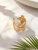 Venta Caliente Transfronteriza Set de Anillo y Pulsera de Flor Dorada 3D Conjunto de Accesorios de Estilo Resort Europeo y Americano Abierto Ajustable