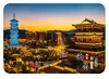 Xichang Jianchang Ciudad Antigua Torres Dobles Vista Nocturna Paisaje Imán de Vidrio para Refrigerador Paisaje de Torre Antigua Souvenir Turístico Cultural y Creativo