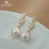 Aitong Jewelry Design Es Lujo Accesible y de Alta Gama. Los Pendientes Son Brillantes y Elegantes. Pendientes de Nicho. Aretes de Perlas con Borlas