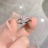 Anillo de Amor Diamante Rosa Zirconia Abierto Gema Ajustable Regalo para Amante y Mejor Amigo Exquisito