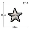 Patch Bordado de Computador Estrela de Cinco Pontas Pequeno Patch de Tecido Bordado com Fio Dourado e Prateado com Suporte Adesivo para Roupas Patch Sem Costura Venda por Atacado