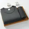 Conjunto de Ropa Interior Térmica de Algodón Puro para Hombre Otoño e Invierno, Estilo Delgado, Capa Base a Prueba de Frío y Cálida, Camiseta Interior y Pantalones de Algodón