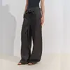 REWEA/Pantalones Mágicos de Moda Cintura Elástica con Cordón de Algodón Tencel Pantalones Casuales Ligeramente Curvos