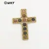 JFB011 Cruz religiosa única de estilo europeo con diseño de cuentas clip de gema colorida accesorios para ropa o colgante de collar