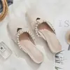 Sandálias de salto médio plataforma importadas para comércio exterior, estilo slip-on, novo verão 2024, estilo fada, sapatos de salto alto com pérolas, antiderrapantes, sapatos femininos