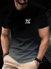 2025 Nueva Camiseta Casual Versátil de Manga Corta para Hombre con Estampado, Moda Europea y Americana, Versátil, de Alta Calidad