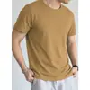 Camiseta de seda de modal tipo hielo para hombre, de manga corta, fresca y de secado rápido, simple y versátil, top de color liso, camiseta antibacteriana