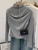 Top de Capa Base de Manga Larga con Cuello de Cascada de Alta Gama y Temperamento para Mujer, Nuevo Estilo Otoño Temprano/Invierno 2026, Camiseta de Cuello Semi Alto